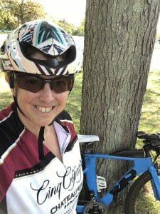 Hilary Topper with her QR bike