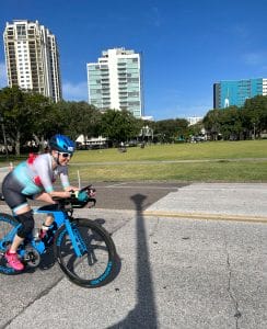 Hilary Topper on the bike