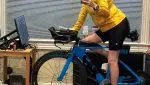 Hilary on bike trainer