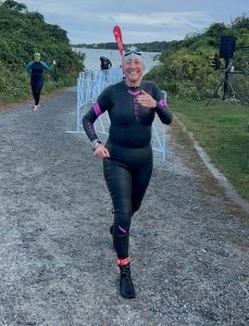 Hilary wearing long sleeved ROKA wetsuit