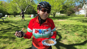 Hilary eating pie